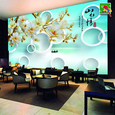 金色玉蘭映華堂 廠家直銷大型無縫壁畫，誠邀藝術空間加盟共創未來